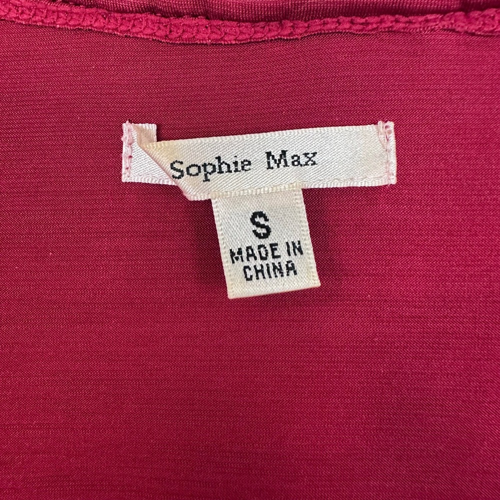 Sophie Max Women Red Braided V-Neck Empire Waist Long Sleeve Tunic Top Small - Picture 3 of 11